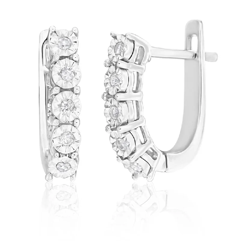 real diamond solitaire ring 9ct White Gold Diamond Enticing Hoop Earrings