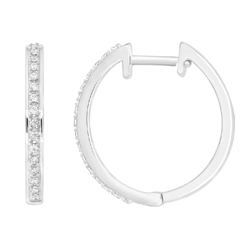 unique silver branch ring 9ct White Gold Diamond Huggie Earrings