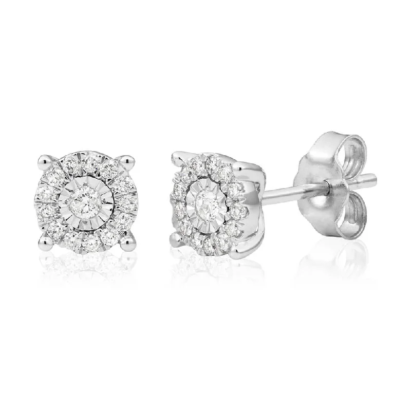 elegant pearl necklace with diamonds 9ct White Gold Lovely Diamond Stud Earrings