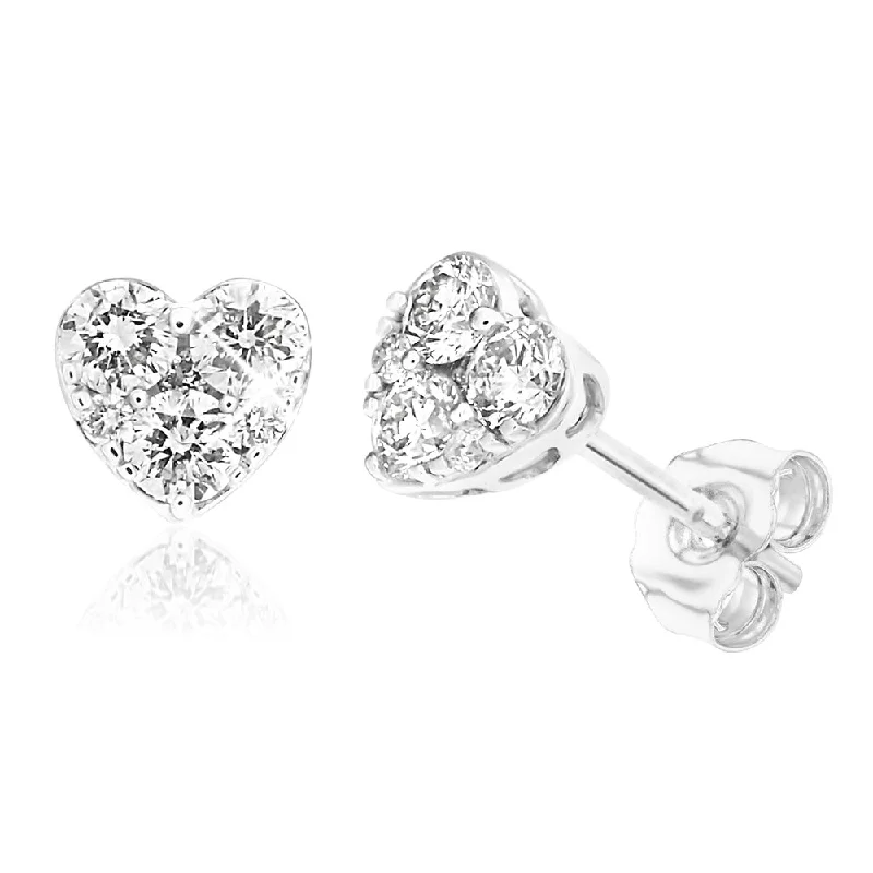 raw crystal cuff bracelet 9ct White Gold Luxurious 1/2 Carat Diamond Heart Stud Earrings raw crystal cuff bracelet 9ct White Gold Luxurious 1/2 Carat Diamond Heart Stud Earrings