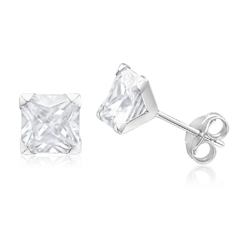 bold statement cuff bracelet 9ct White Gold Princess Cut 6mm Cubic Zirconia Stud Earrings bold statement cuff bracelet 9ct White Gold Princess Cut 6mm Cubic Zirconia Stud Earrings