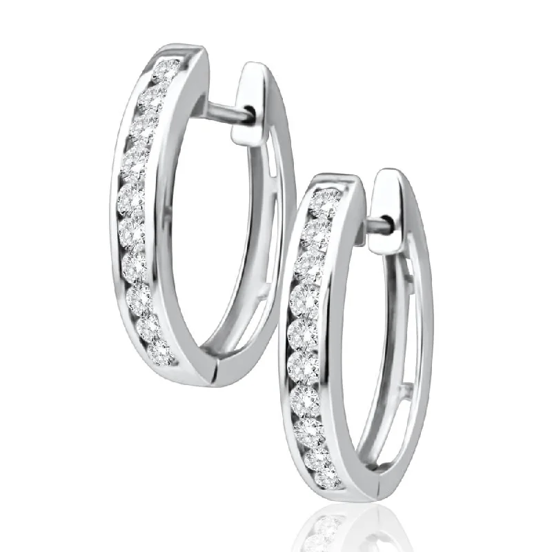 modern geometric gold ring 9ct White Gold Radiant Diamond Hoop Earrings