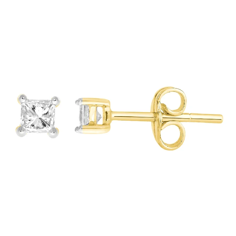 emerald cut diamond wedding ring 9ct Yellow Gold 0.15 Carat Princess Diamond Stud Earrings emerald cut diamond wedding ring 9ct Yellow Gold 0.15 Carat Princess Diamond Stud Earrings