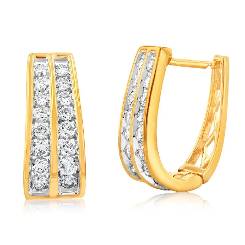 minimalist birthstone bangle 9ct Yellow Gold 1 Carat Diamond Double Row Hoop Earrings minimalist birthstone bangle 9ct Yellow Gold 1 Carat Diamond Double Row Hoop Earrings