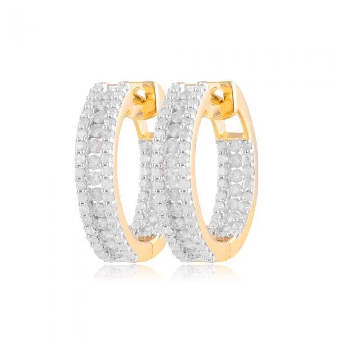 modern baguette diamond ring 9ct Yellow Gold 1 Carat Diamond Hoop Earrings