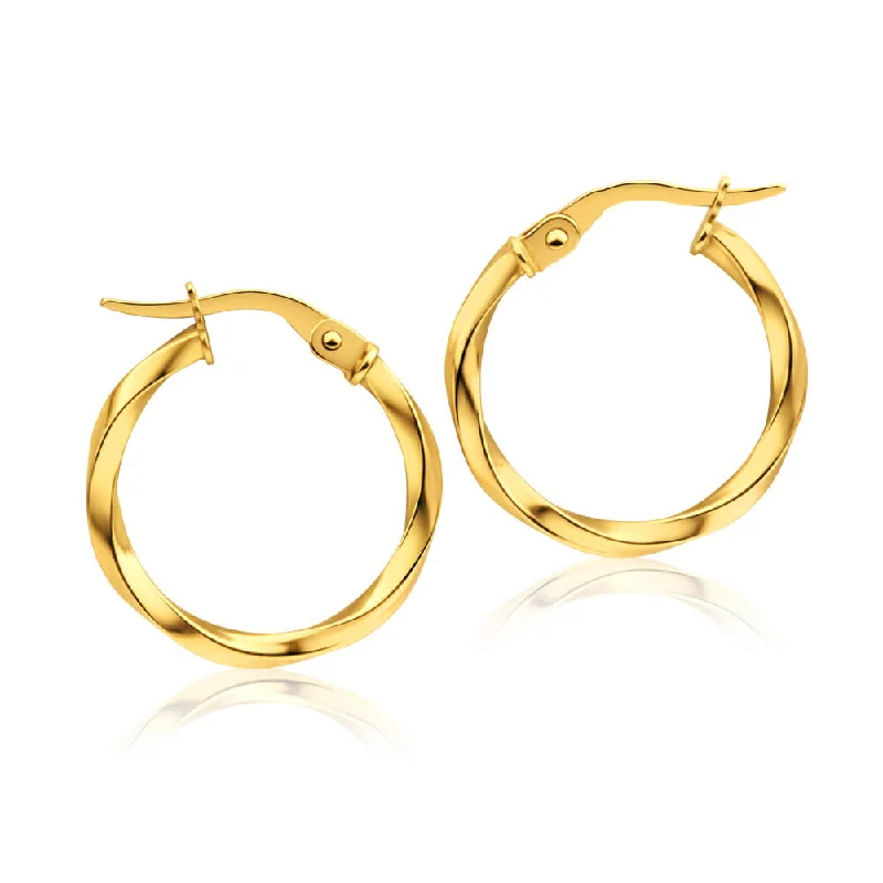 natural amethyst necklace 9ct Yellow Gold 15mm Italian Made Twist Hoop Earrings