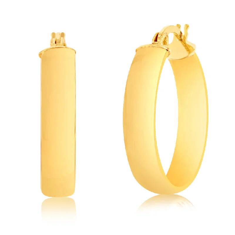 personalized initial ring stackable 9ct Yellow Gold 15mm Plain Hoop Earrings