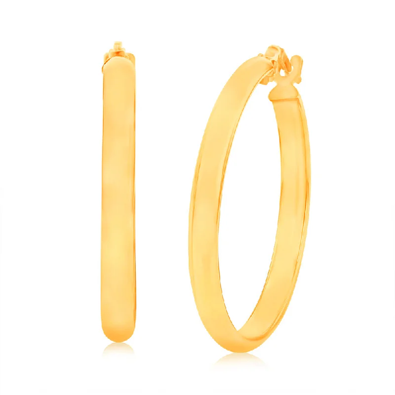 minimalist gold bracelet thin 9ct Yellow Gold 20mm Plain Hoop Earrings