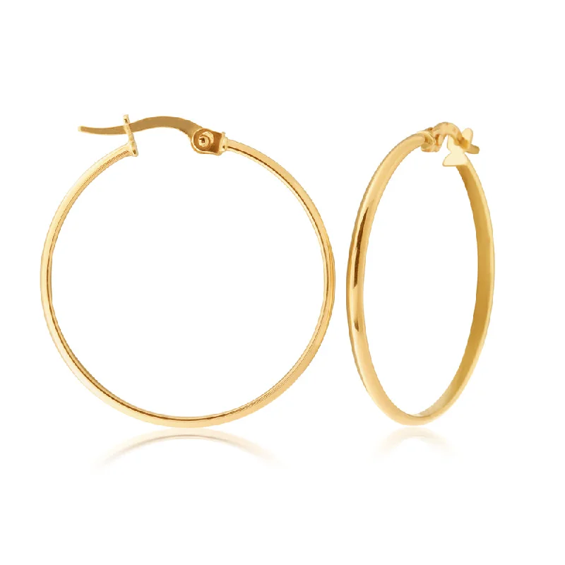 emerald gemstone earrings 9ct Yellow Gold 25mm Plain Hoop Earrings