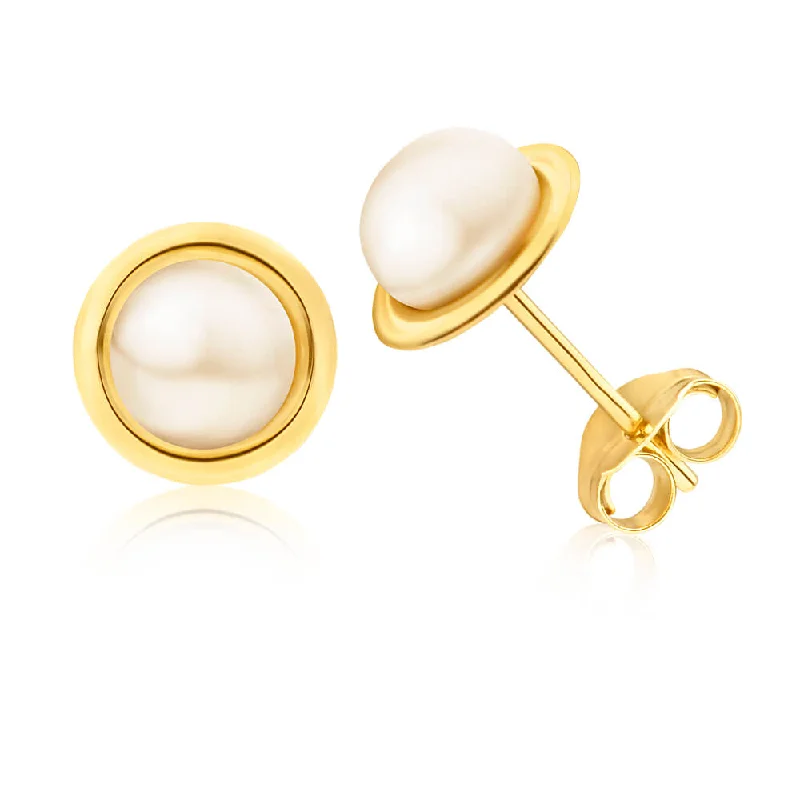 custom initial pendant necklace 9ct Yellow Gold 5mm Freshwater Pearl Stud Earrings