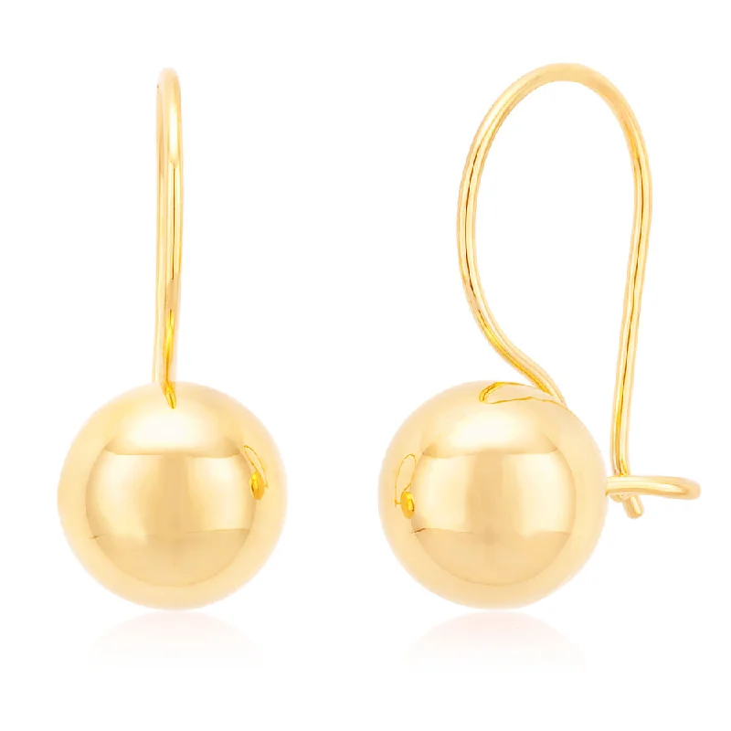 modern geometric silver ring 9ct Yellow Gold 7mm Euroball Earrings