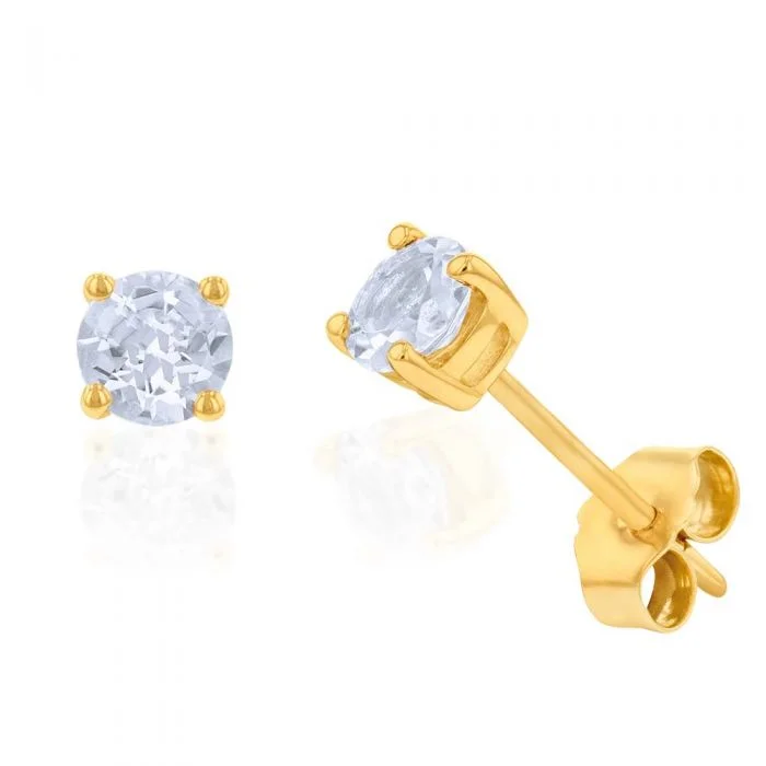 black opal engagement ring 9ct Yellow Gold Aquamarine 4mm Stud Earrings