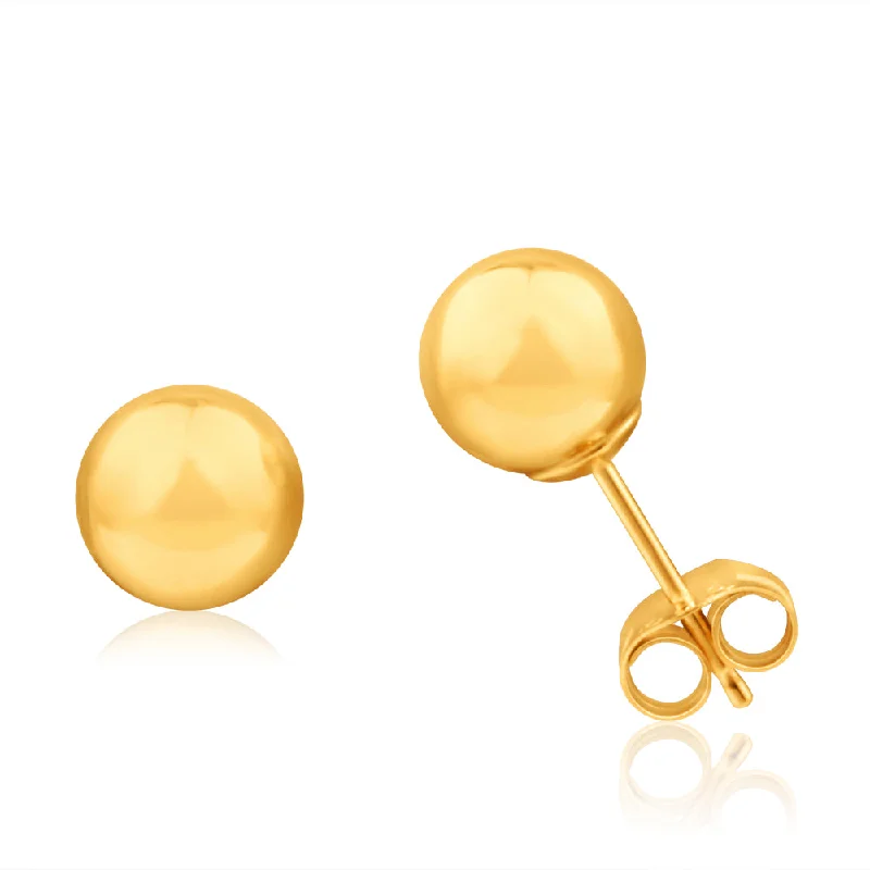 custom silver charm bracelet 9ct Yellow Gold Ball 6mm Stud Earrings