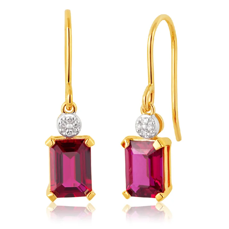 vintage lock and key necklace 9ct Yellow Gold Created Ruby 7x5mm and Diamond Drop Earrings vintage lock and key necklace 9ct Yellow Gold Created Ruby 7x5mm and Diamond Drop Earrings