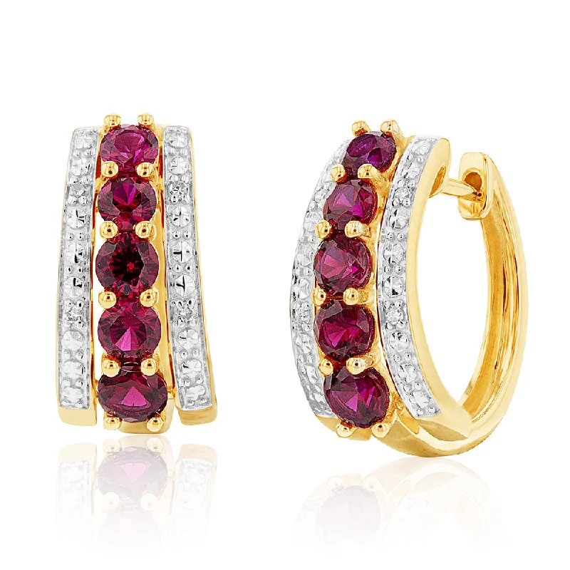 real tiger’s eye bead bracelet 9ct Yellow Gold Created Ruby and Diamond Huggie Hoop Earrings real tiger’s eye bead bracelet 9ct Yellow Gold Created Ruby and Diamond Huggie Hoop Earrings