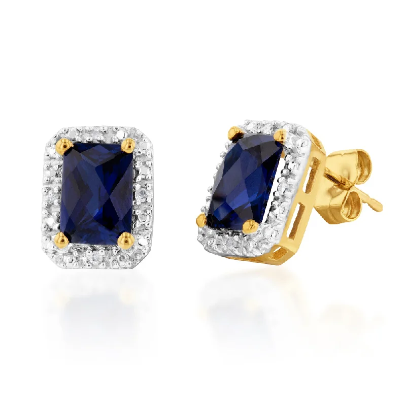 butterfly charm bracelet delicate 9ct Yellow Gold Created Sapphire and Diamond Stud Earrings