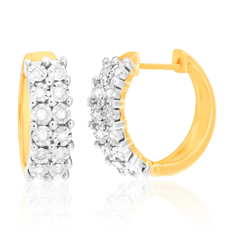 gemstone cluster earrings silver 9ct Yellow Gold Delightful Diamond Earrings