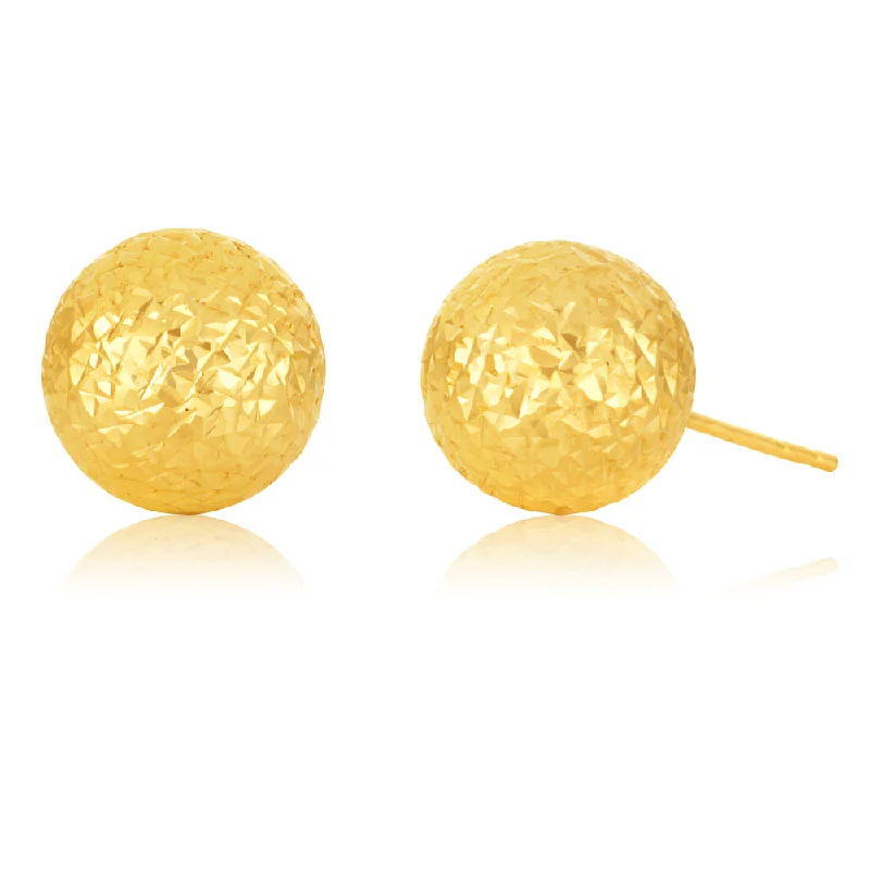 pearl and gold chain earrings 9ct Yellow Gold Diamond-Cut 10mm Ball Studs 9y