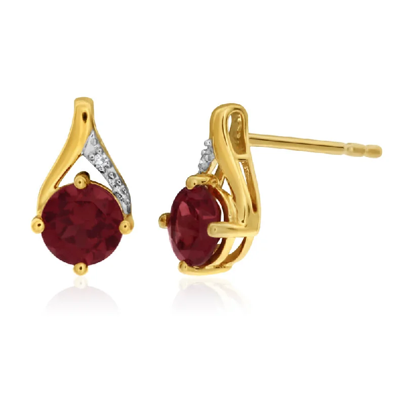 real zircon gemstone bracelet 9ct Yellow Gold Garnet and Diamond Stud Earrings