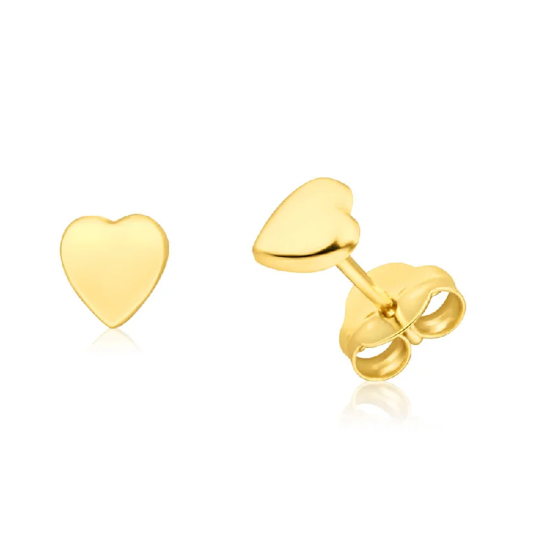 real turquoise drop earrings 9ct Yellow Gold Plain Heart Stud Earrings