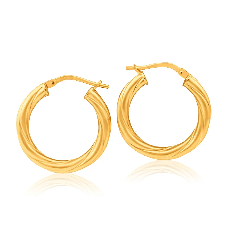 sparkling diamond drop earrings 9ct Yellow Gold Silver Filled 15mm Hoop Earrings with twist pattern sparkling diamond drop earrings 9ct Yellow Gold Silver Filled 15mm Hoop Earrings with twist pattern