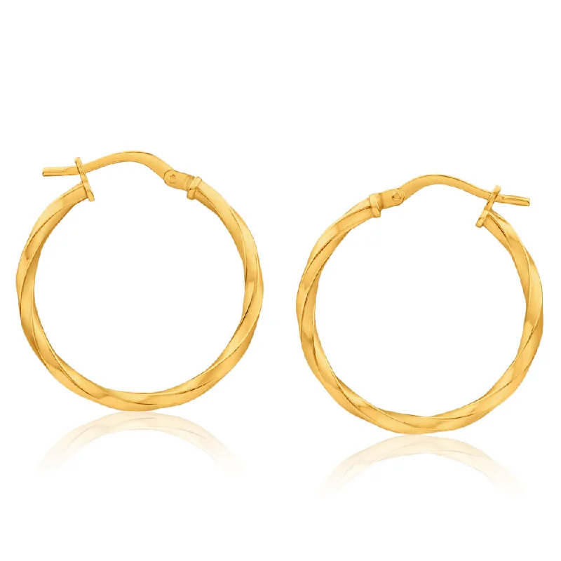 adjustable rope bracelet handmade 9ct Yellow Gold Silver Filled 20mm  Hoop Earrings with twist pattern
