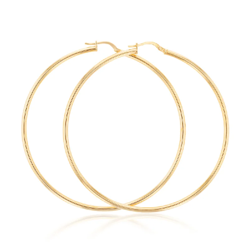 handcrafted silver cross pendant 9ct Yellow Gold Silver Filled 60mm Plain Hoop Earrings