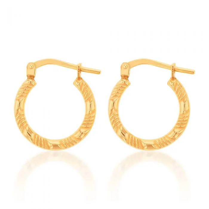 titanium black matte ring 9ct Yellow Gold Silver Filled Fancy 15mm Hoop Earrings