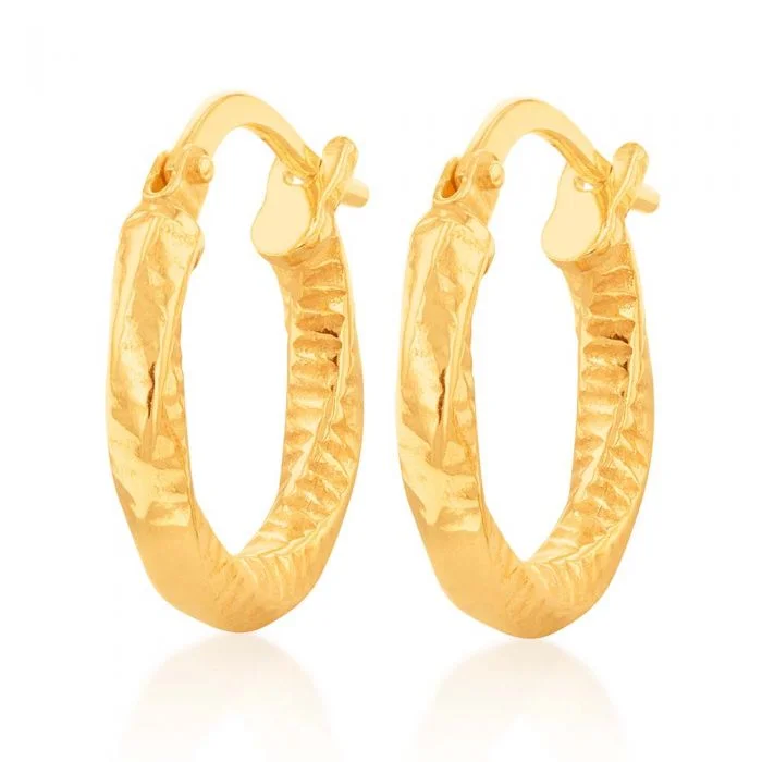 simple crescent moon ring 9ct Yellow Gold Silver Filled Fancy Twist Hoop Earrings