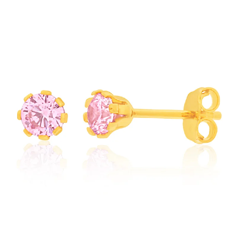 twisted rope gold chain 9ct Yellow Gold Silver Filled Pink Cubic Zirconia Stud Earrings twisted rope gold chain 9ct Yellow Gold Silver Filled Pink Cubic Zirconia Stud Earrings