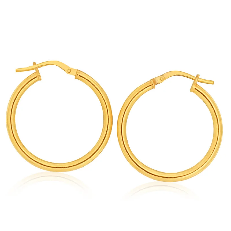 gold and diamond nose stud 9ct Yellow Gold Silver Filled Plain 20mm Hoop Earrings