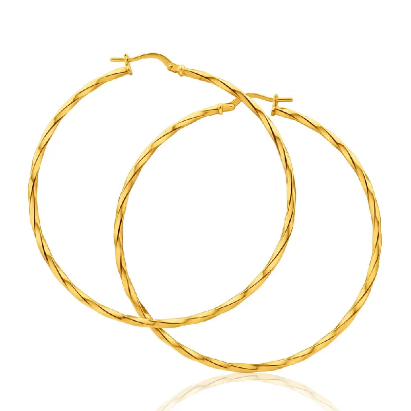 opal cluster ring unique 9ct Yellow Gold Silver Filled Twist 50mm Hoop Earrings