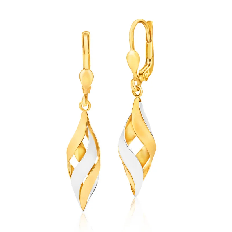 wedding band with diamonds 9ct Yellow Gold Silver Filled Two Tone Finish Twist Cage Drop Earrings wedding band with diamonds 9ct Yellow Gold Silver Filled Two Tone Finish Twist Cage Drop Earrings