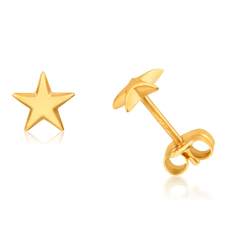 boho beaded statement necklace 9ct Yellow Gold Small Star Stud Earrings