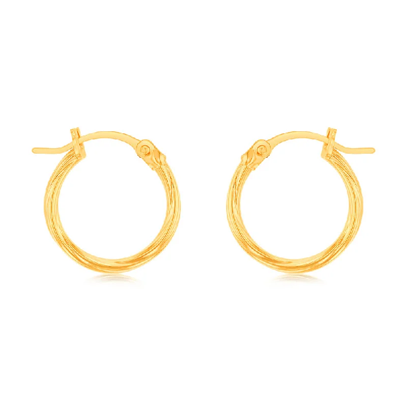 custom gold name necklace 9ct Yellow Gold Twist 10mm Hoop Earrings