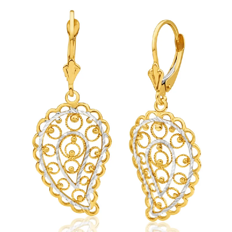 delicate chain necklace gold 9ct Yellow Gold & White Gold Drop Earrings Filigree Leaf Design delicate chain necklace gold 9ct Yellow Gold & White Gold Drop Earrings Filigree Leaf Design