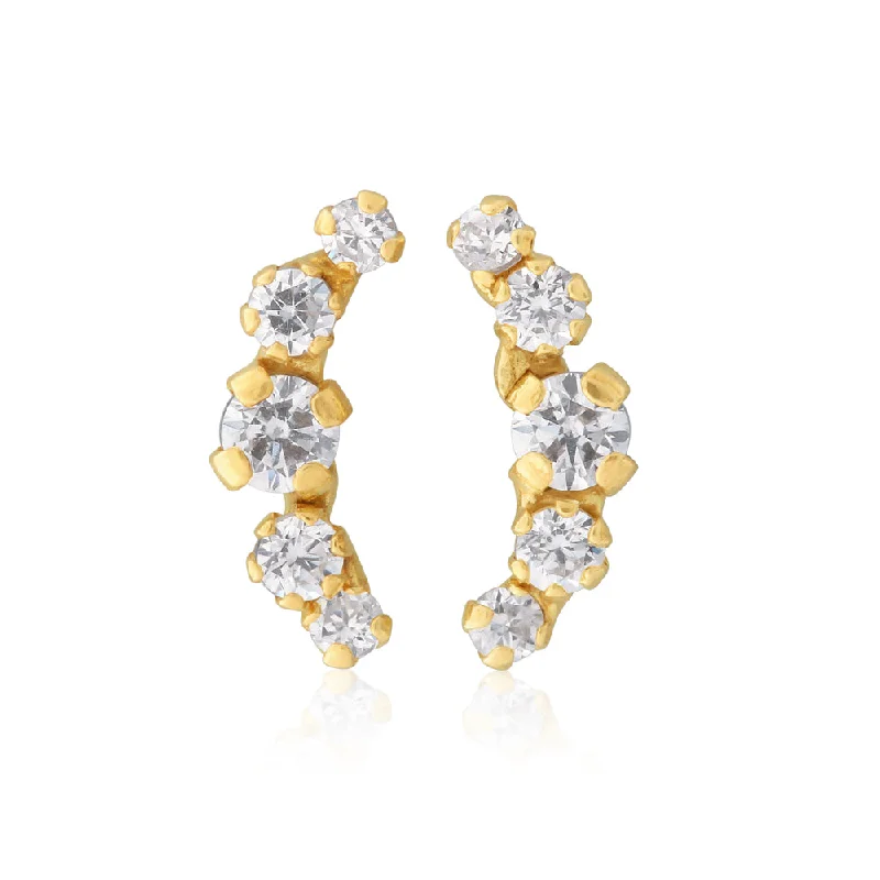 custom engraved wedding band 9ct Yellow Gold Zirconia Climber Studs