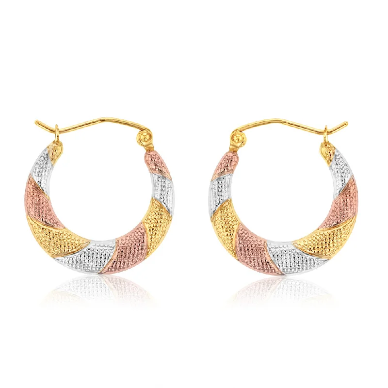 infinity loop ring rose gold 9ct Yellow, Red And White Gold Three Tone Textured Creole Hoop Earrings infinity loop ring rose gold 9ct Yellow, Red And White Gold Three Tone Textured Creole Hoop Earrings