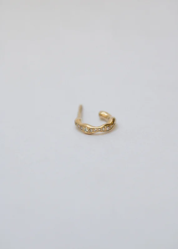 boho gemstone anklet Spuma Pavé 14K Gold Hoop w. Diamonds