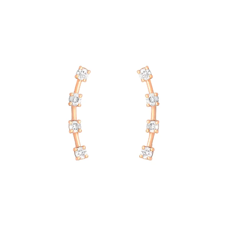 elegant aquamarine drop earrings 4 Stone Climber 18K Rosegold Stud w. Diamond