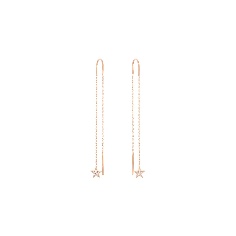 celestial sun charm anklet Dangling Star 18K Rosegold Earring w. Diamond