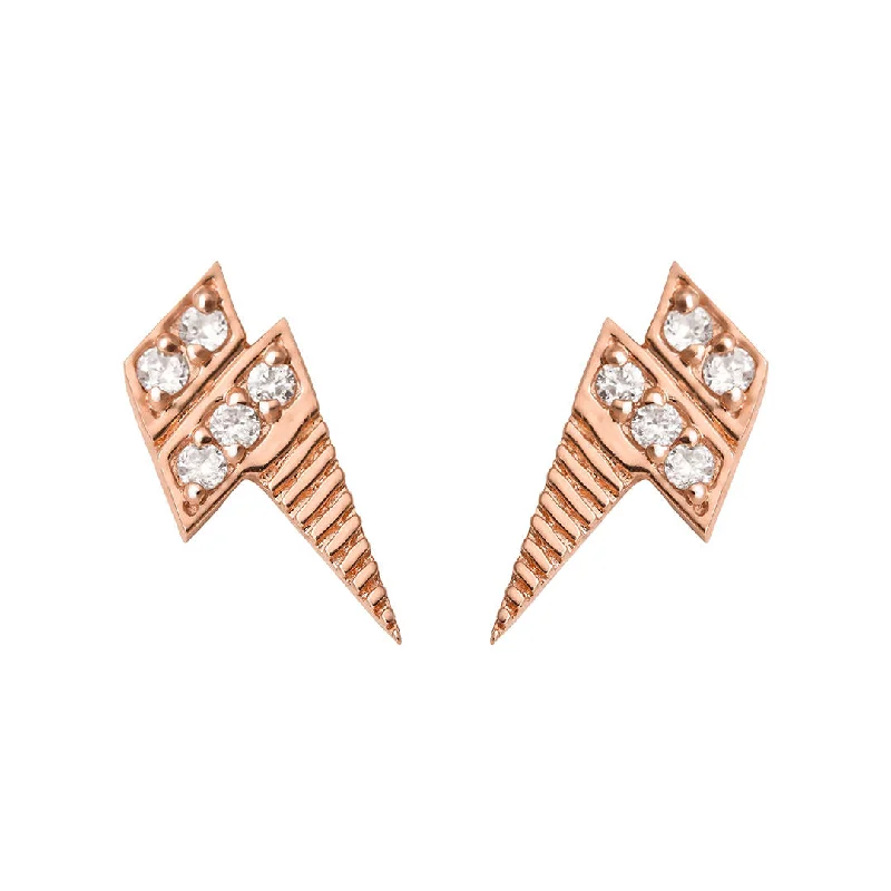 dainty feather charm necklace Roaring Thunder 18K Rosegold Stud w. Diamond