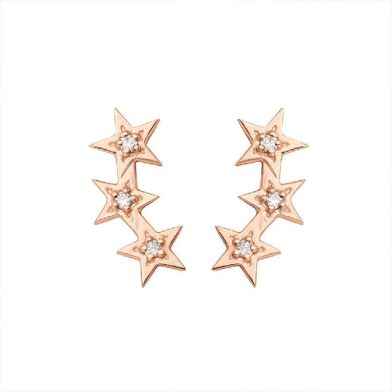 minimalist silver stacking bangles Starry Night 18K Rosegold Stud w. Diamond