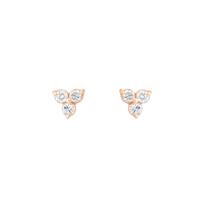 unique zodiac constellation necklace Triangle Diamond 18K Rosegold Stud w. Diamond