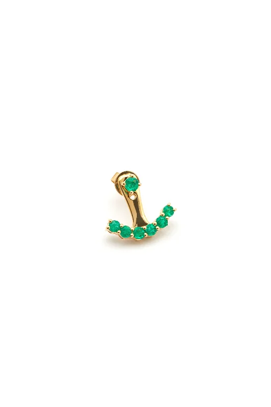 rose gold snake chain bracelet Emerald Ear Jacket 18K Gold Earring w. Emerald