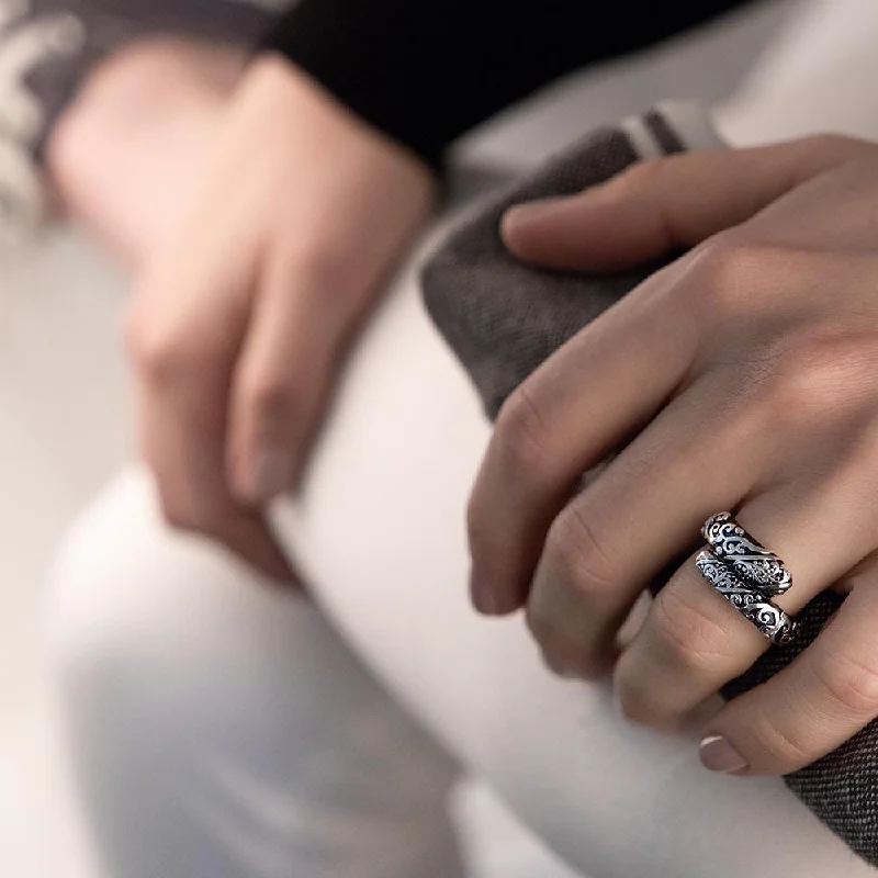 minimalist infinity ring Antique Silver Stretch Ring Filigree