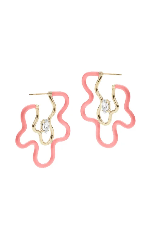vintage pearl cluster earrings Flower Power 9K Gold Pink Hoops w. Crystals