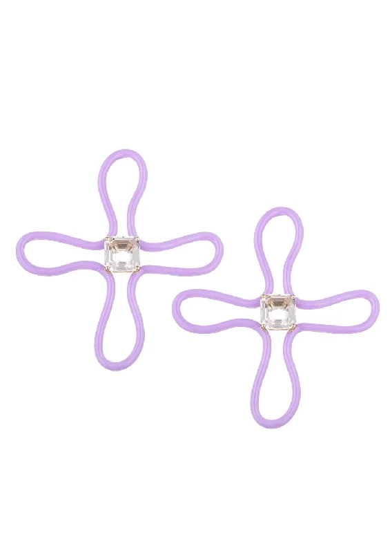 braided wedding ring men Flower Power 9K Gold Purple Hoops w. Crystals