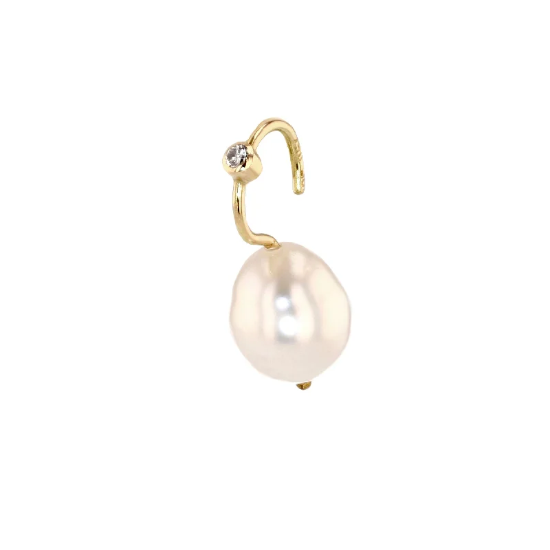 adjustable toe ring silver Pearl 18K Gold Earrings w. Diamond & Pearls