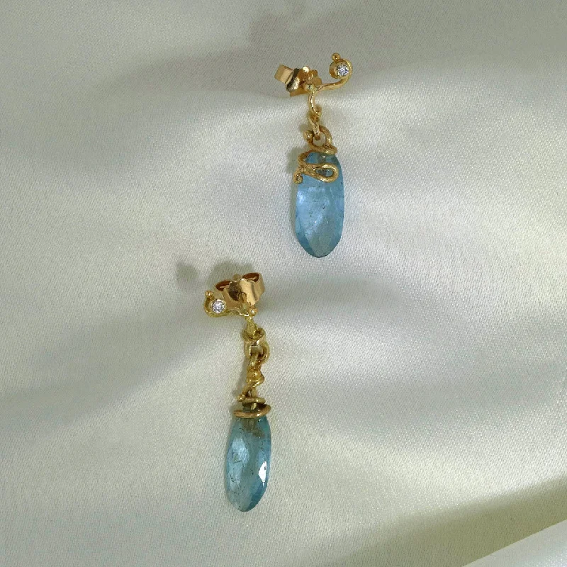 classic pearl choker necklace Seafire 18K & 22K Gold Earring w. Aquamarines & Diamonds